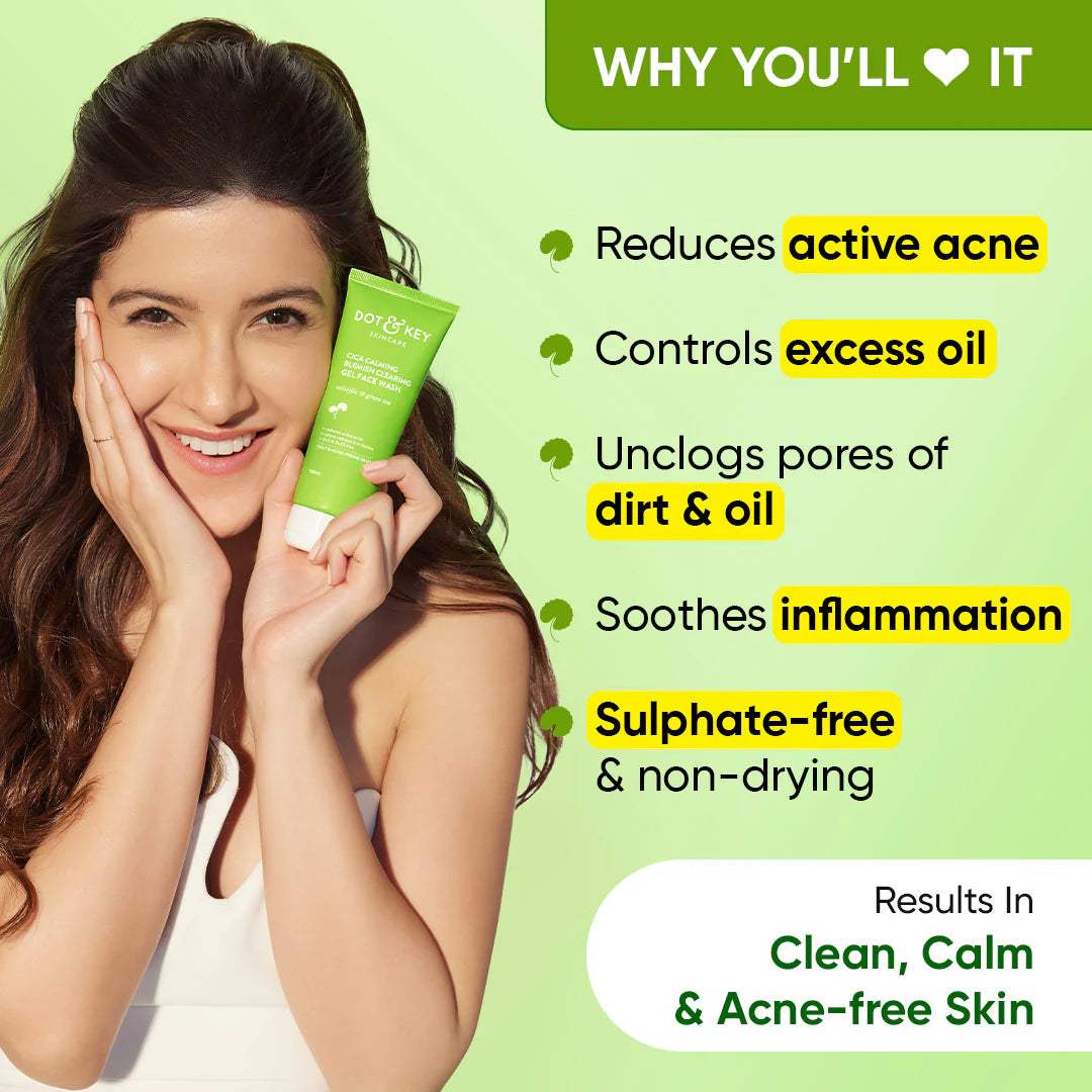 dot & key cica calming blemish clearing facewash 100ml