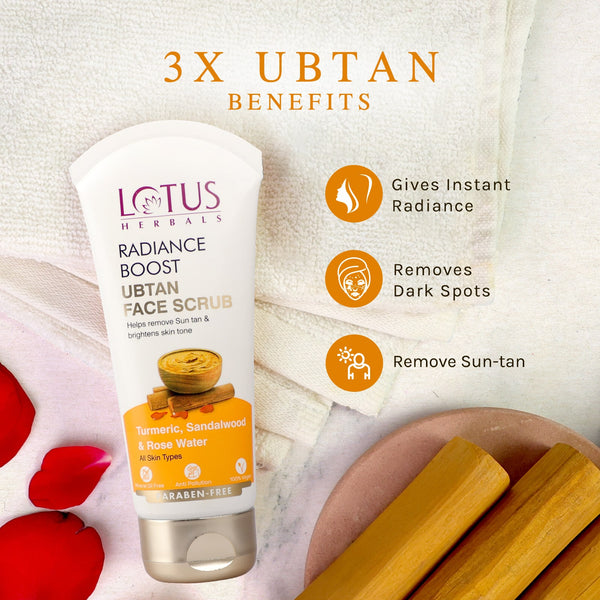 Lotus Herbals Radiance Boost Ubtan Face Scrub - 100G