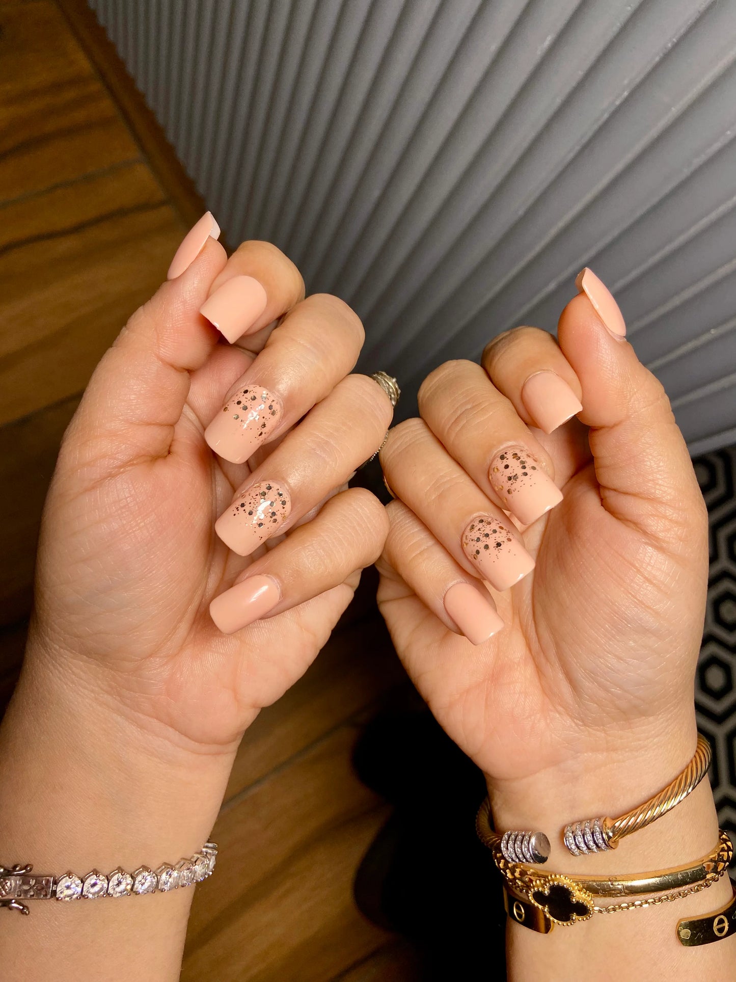 nude glittery