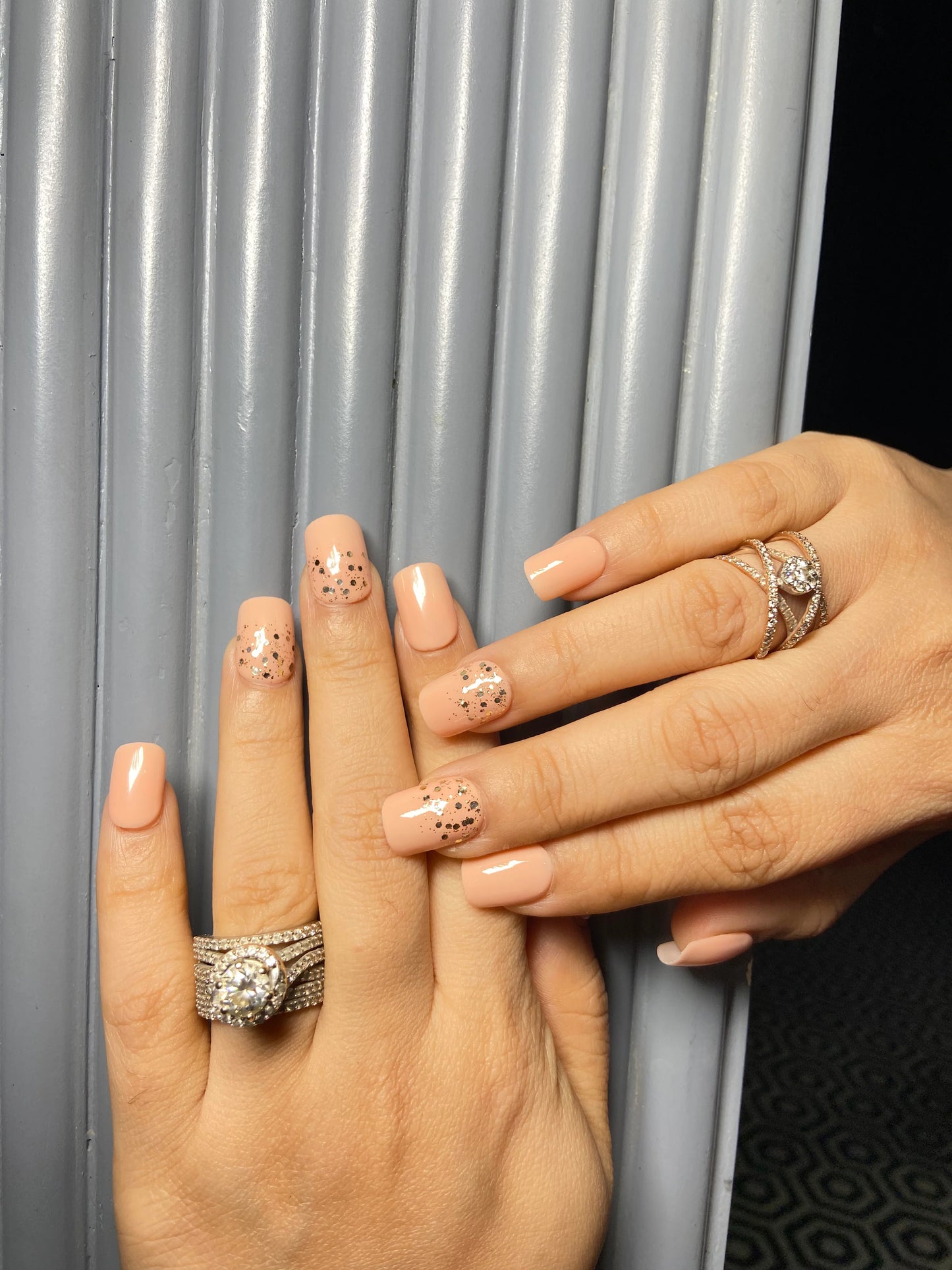 nude glittery