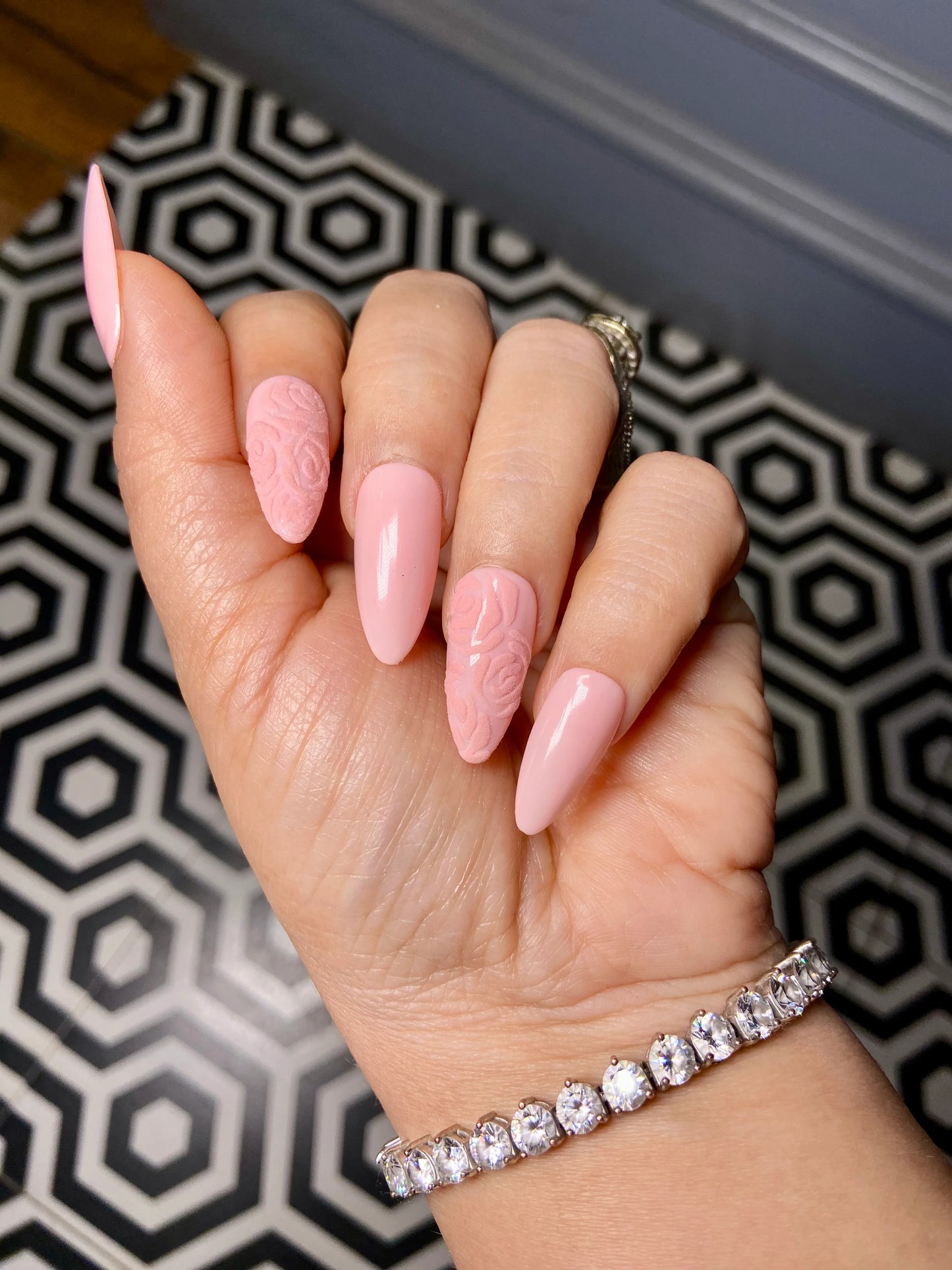 PINK FLORAL NAILS