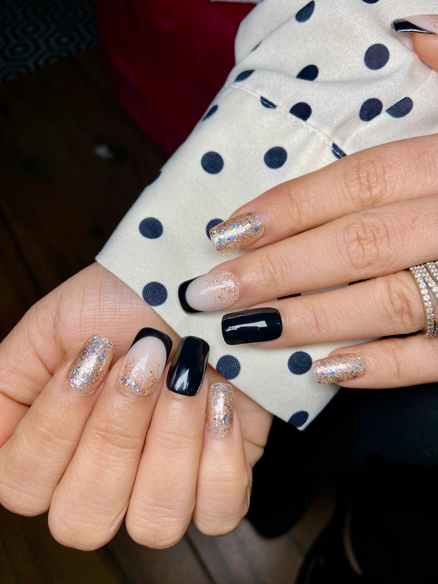 BLACK FRENCH GOLD NAILS