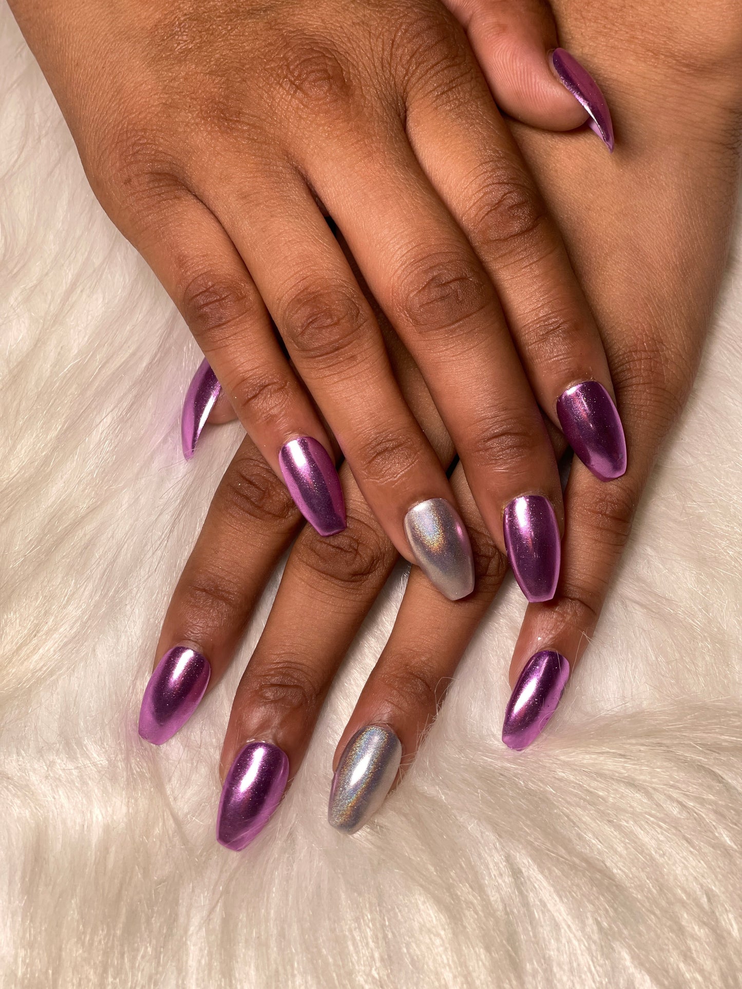 Purple Silver Chrome - Short Almond