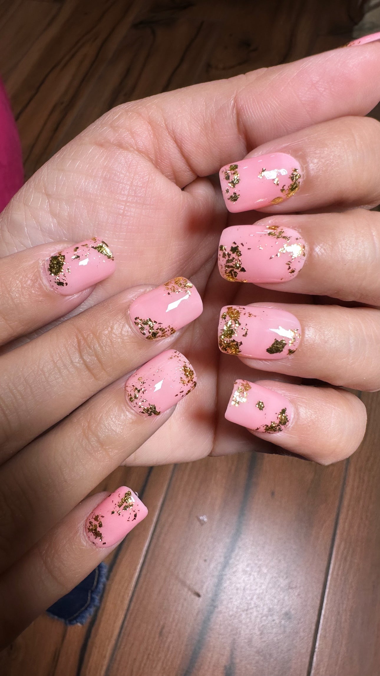 Pink Gold Flakes Short Square