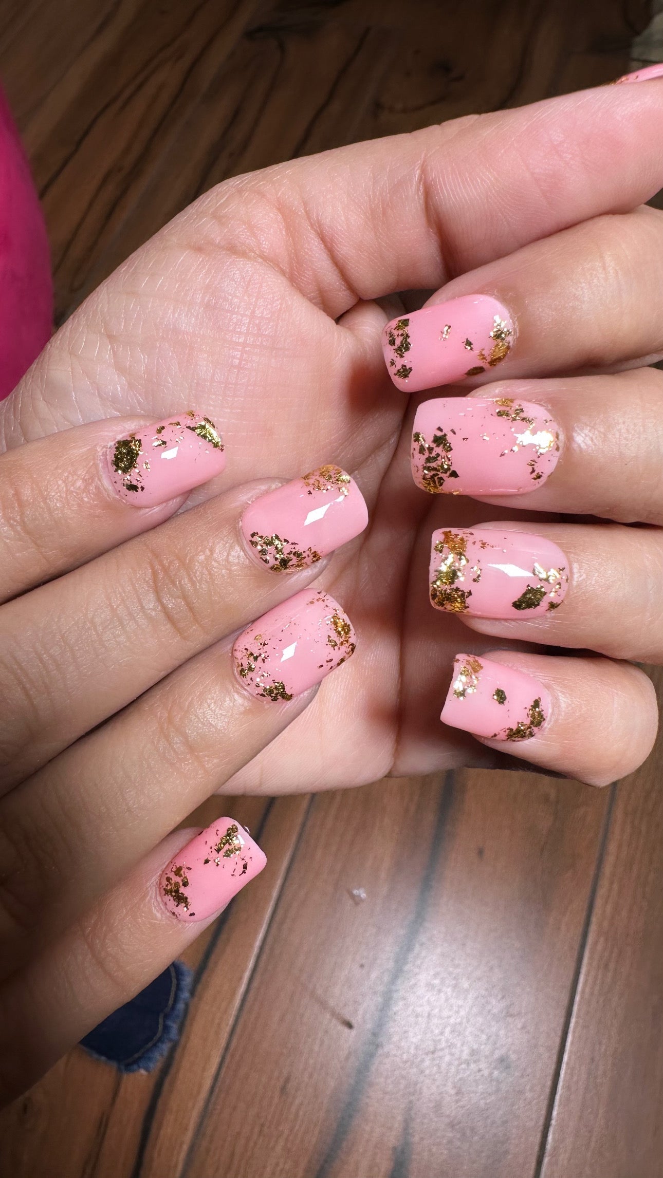 Pink Gold Flakes Short Square