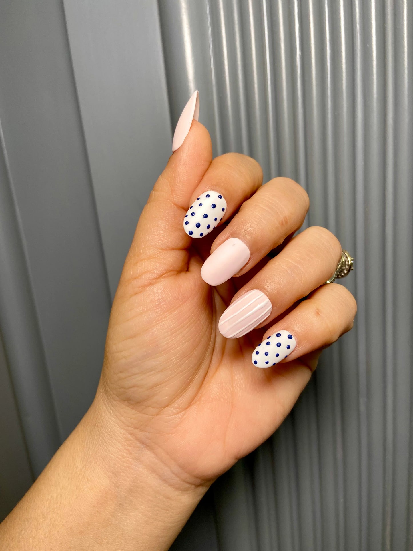 striped and dotted nails