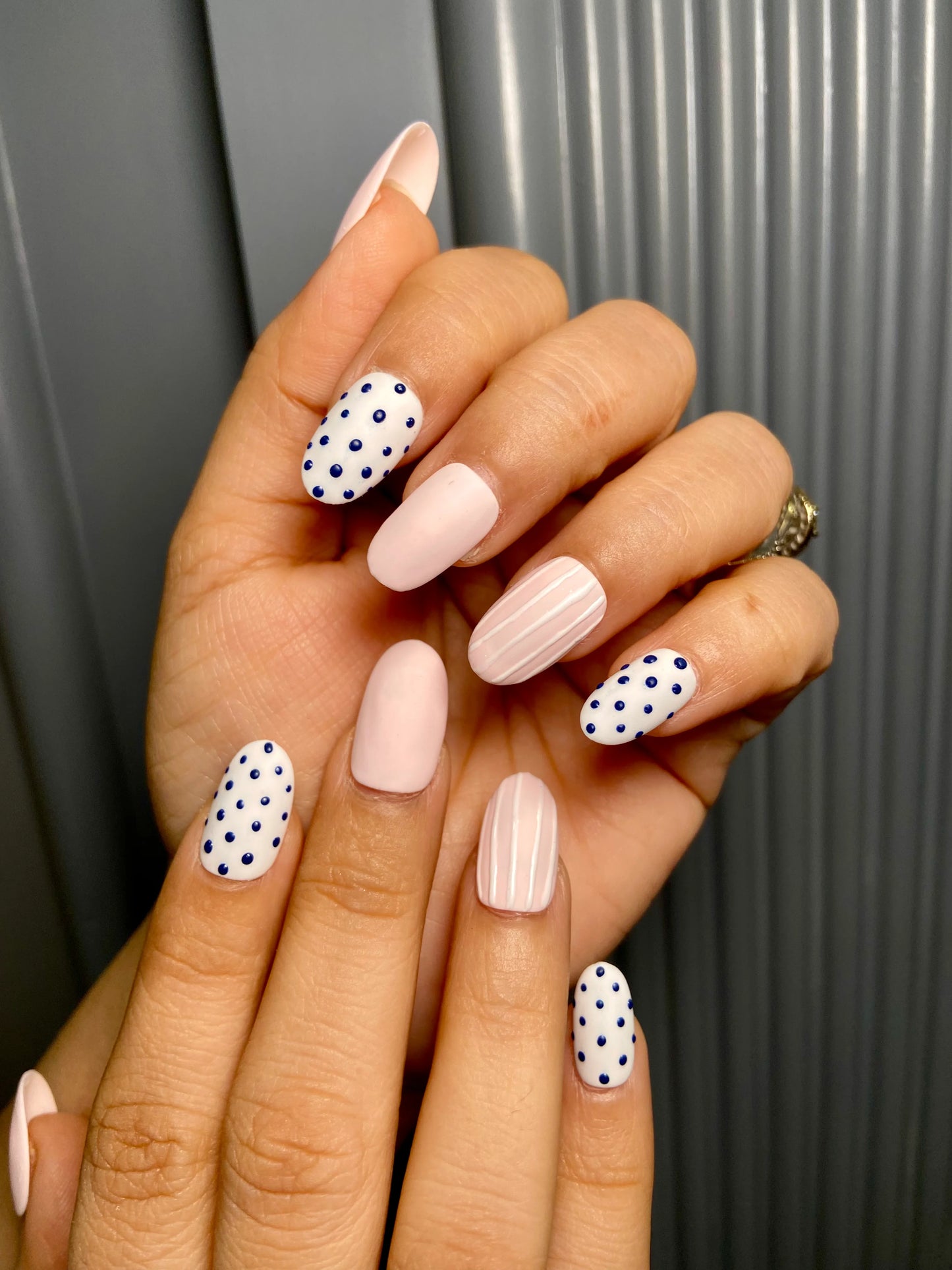 striped and dotted nails