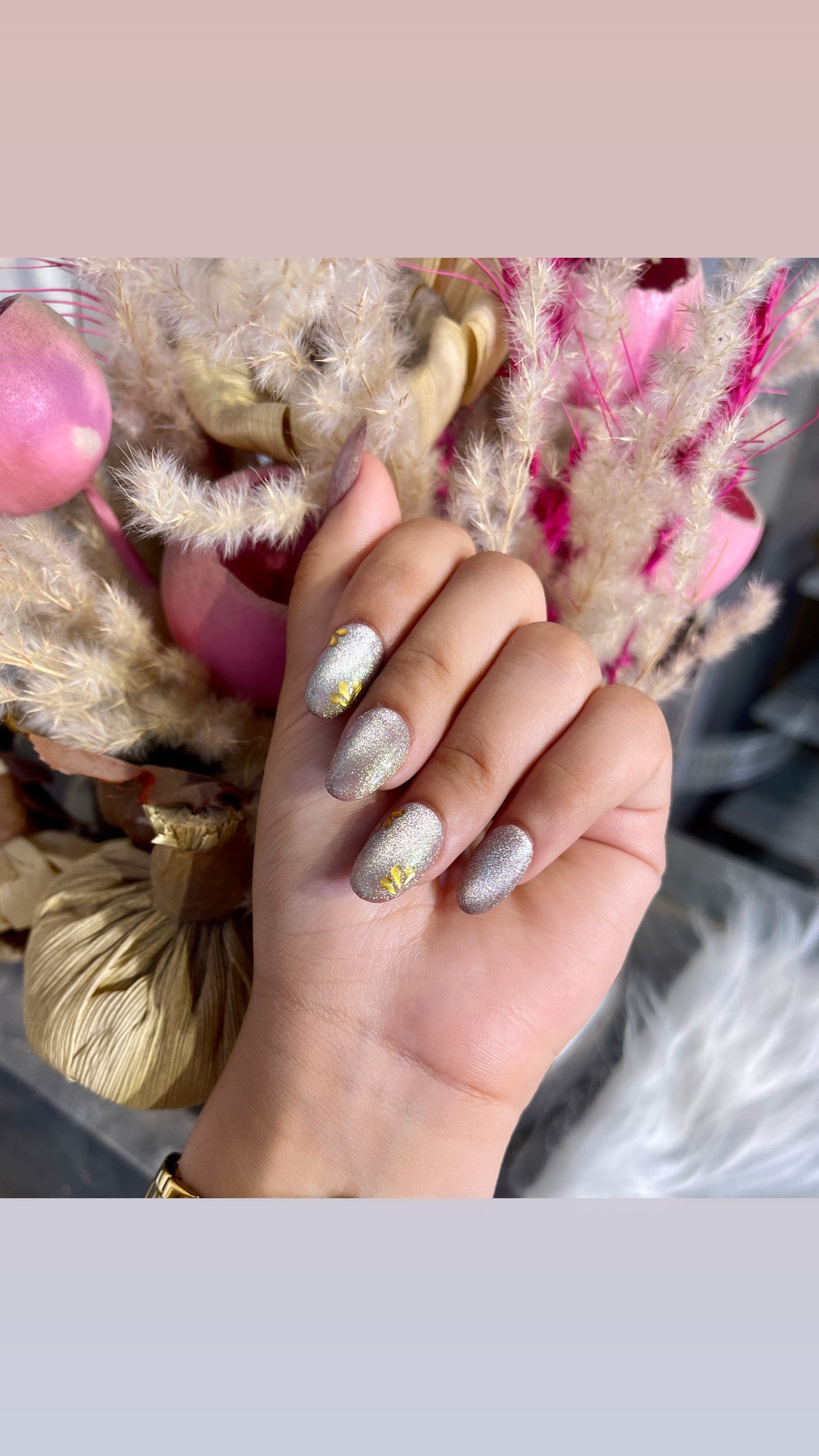 Cat Eye Chrome Gel Flower - Oval