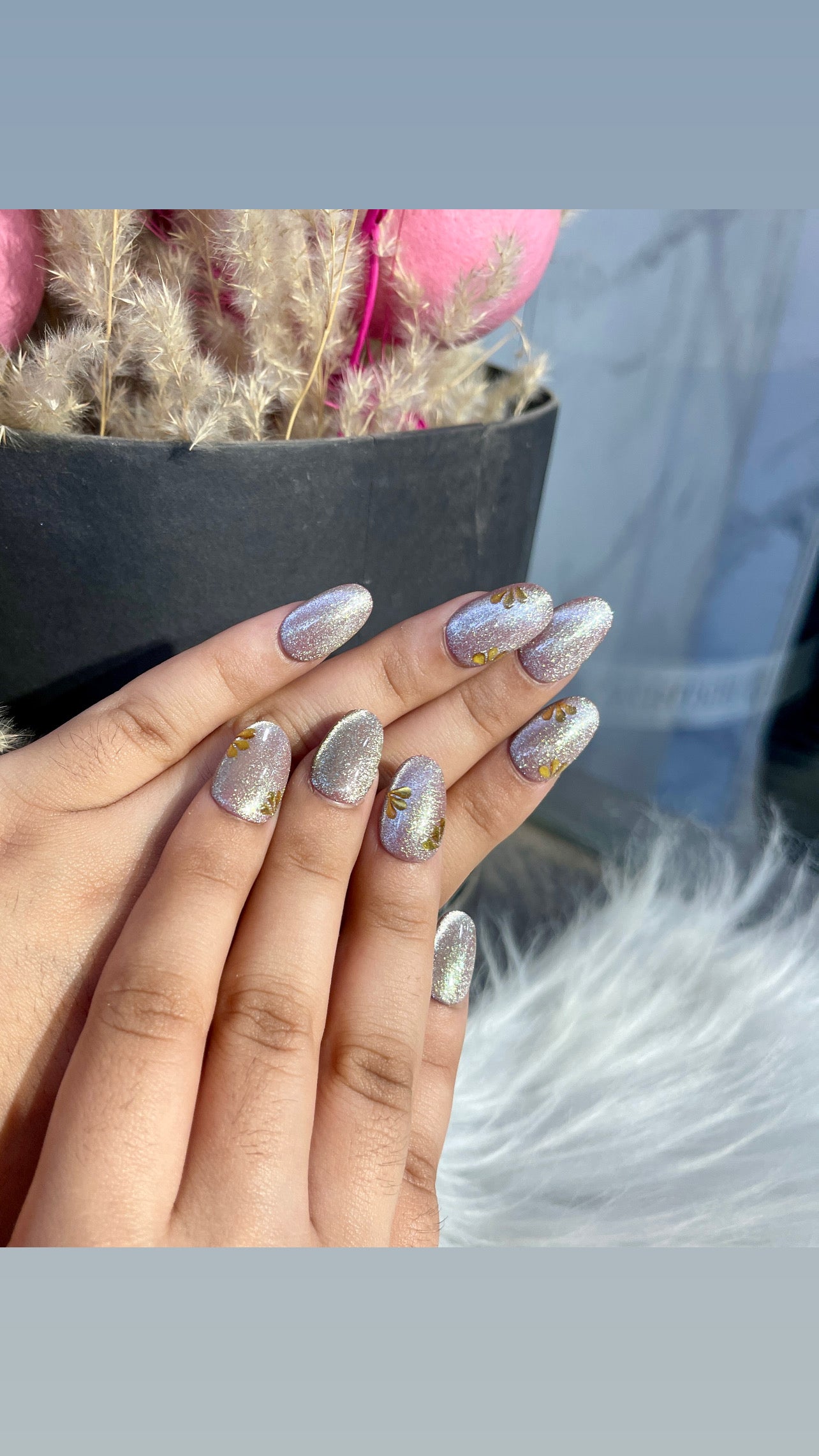 Cat Eye Chrome Gel Flower - Oval