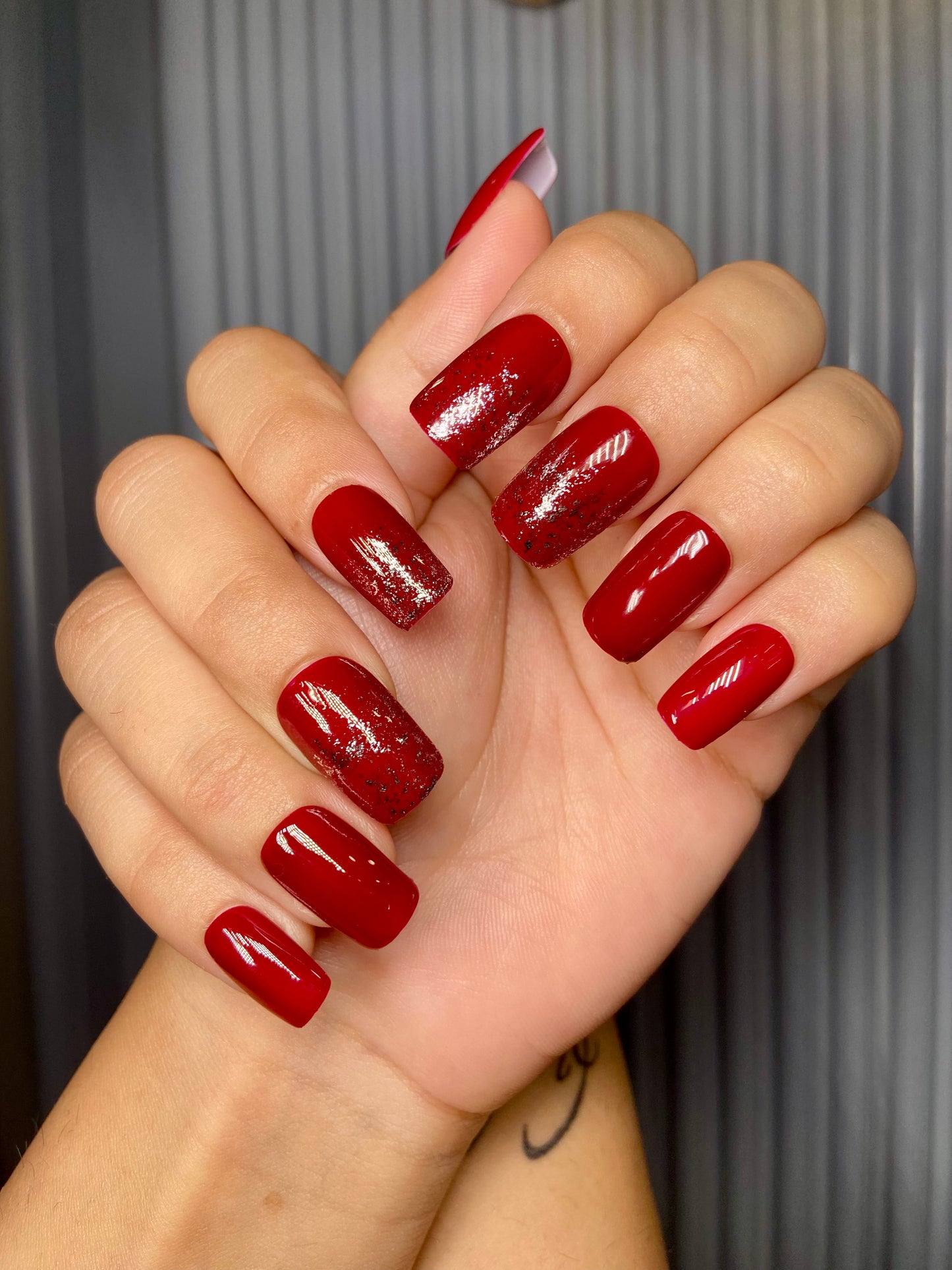 red gold ombre nails