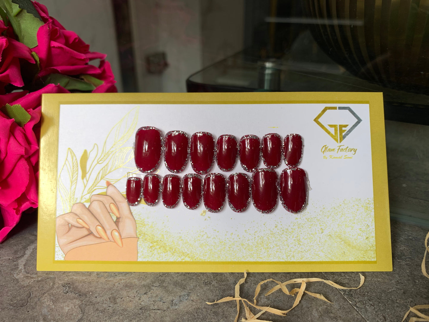 Ruby Glam Bridal Nails- Oval