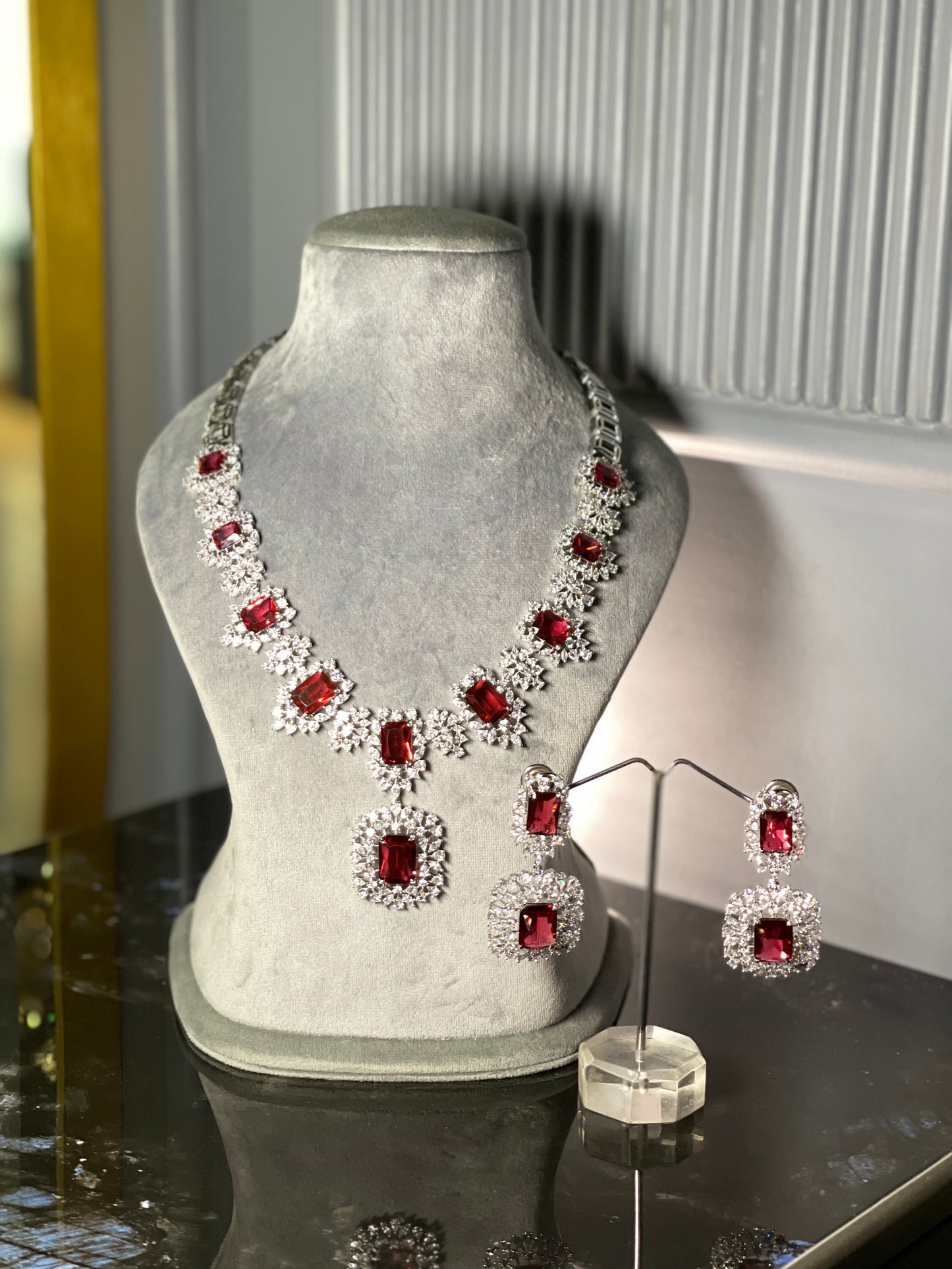 Ruby American Diamond Set