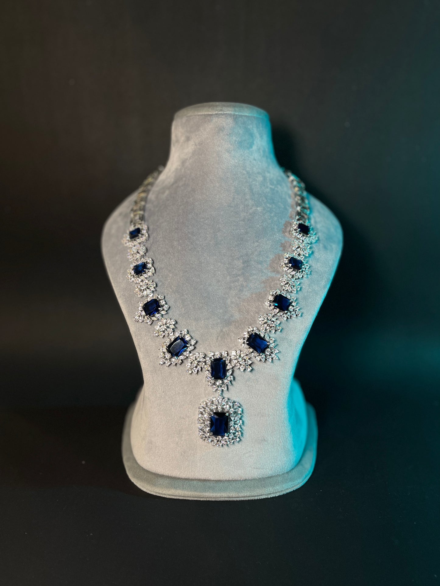 Blue Sapphire With American Diamond