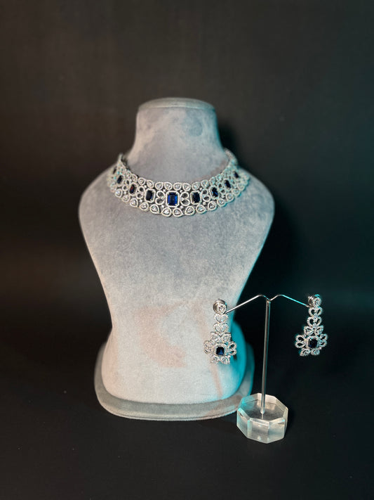 Blue Sapphire With American Diamond