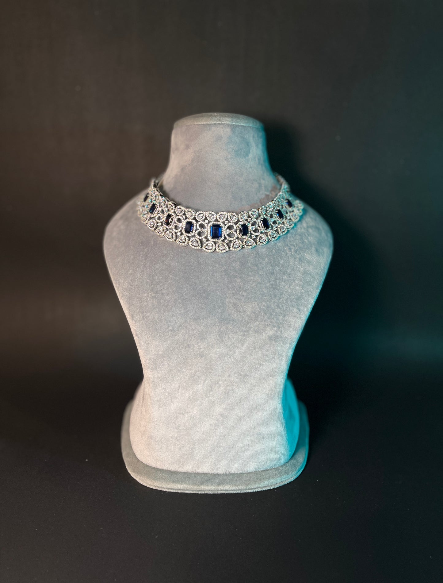 Blue Sapphire With American Diamond