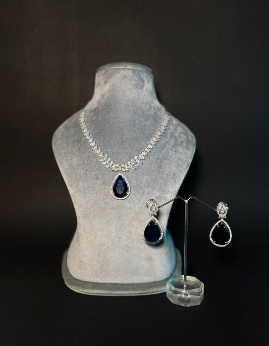 Blue Sapphire With American Diamond