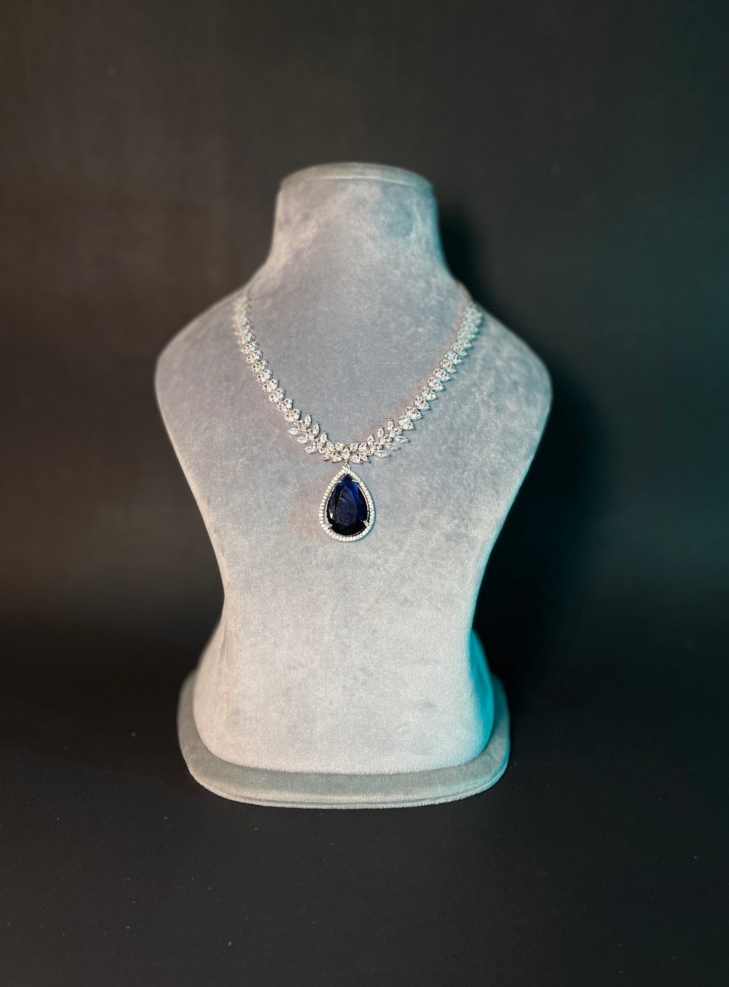 Blue Sapphire With American Diamond