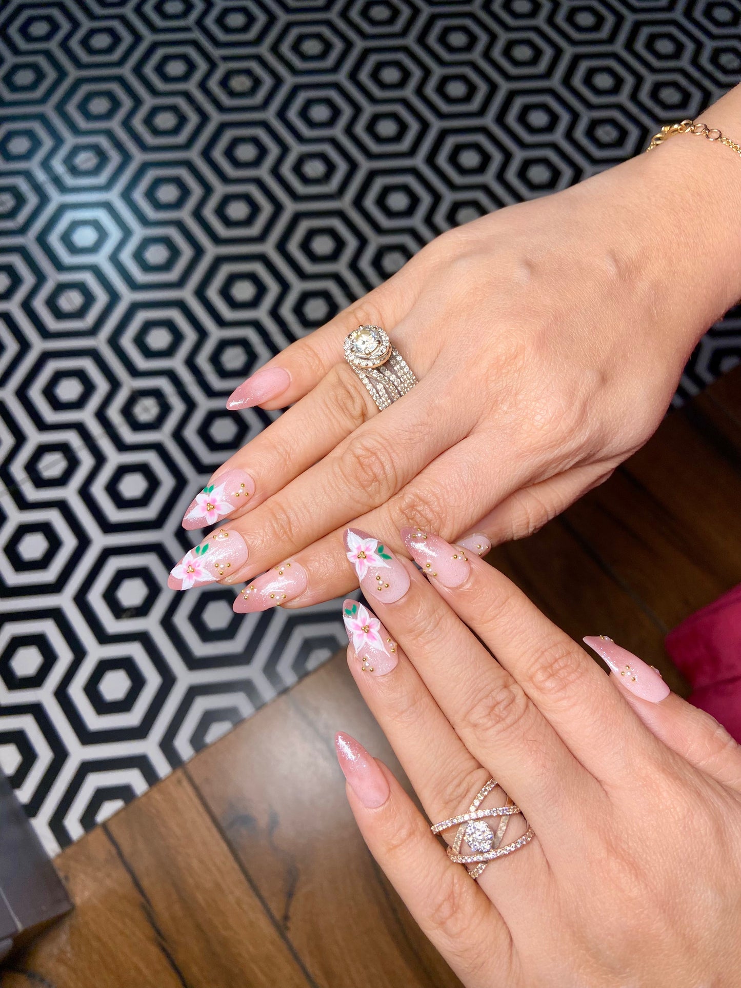 Ombre with floral hand art