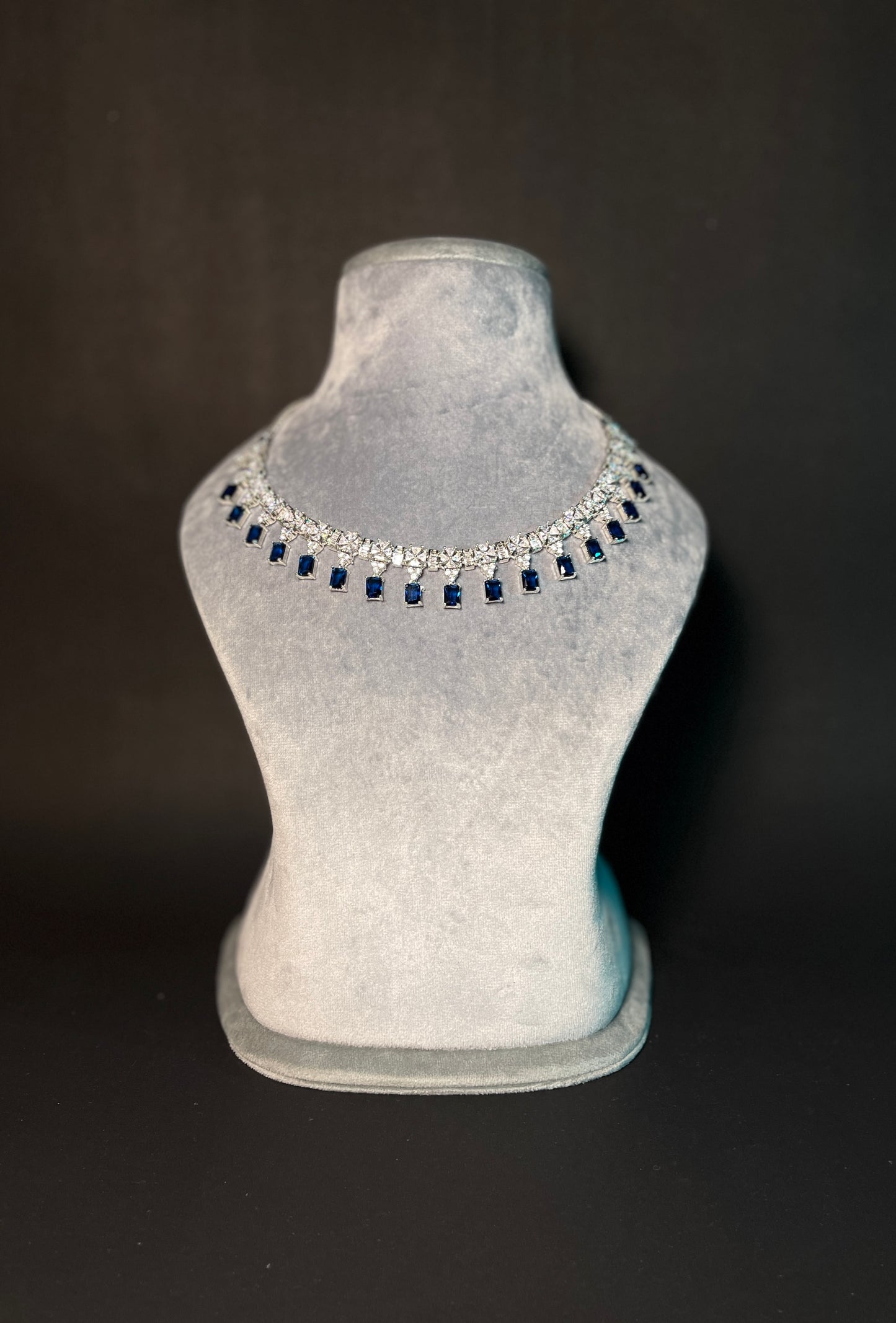 Blue Sapphire With American Diamond