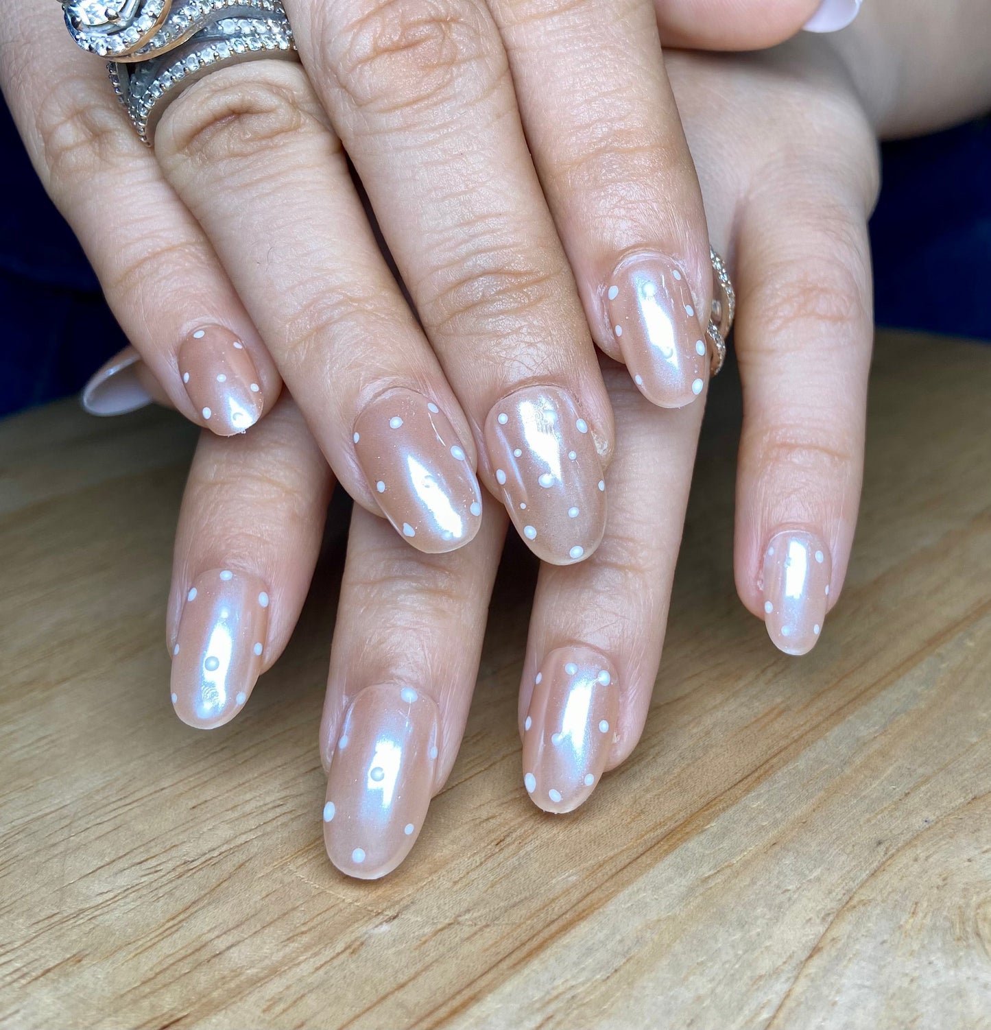 polka dot chrome nails