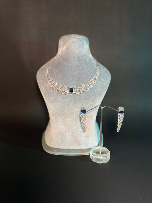 Blue Sapphire With American Diamond