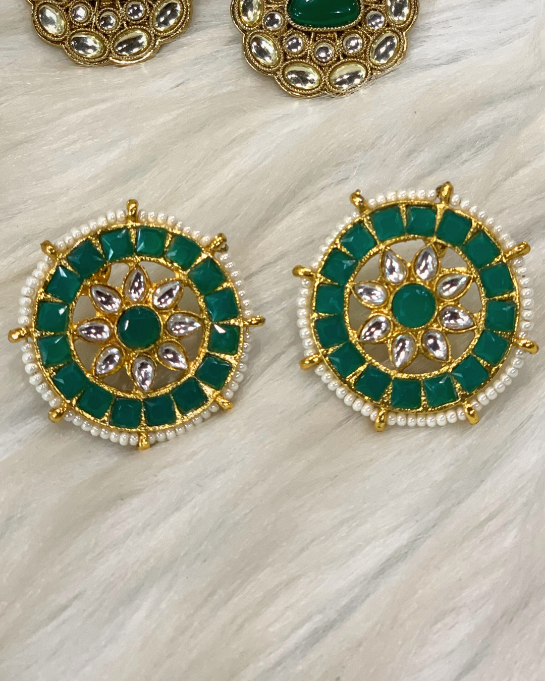 Emerald Flower Studs