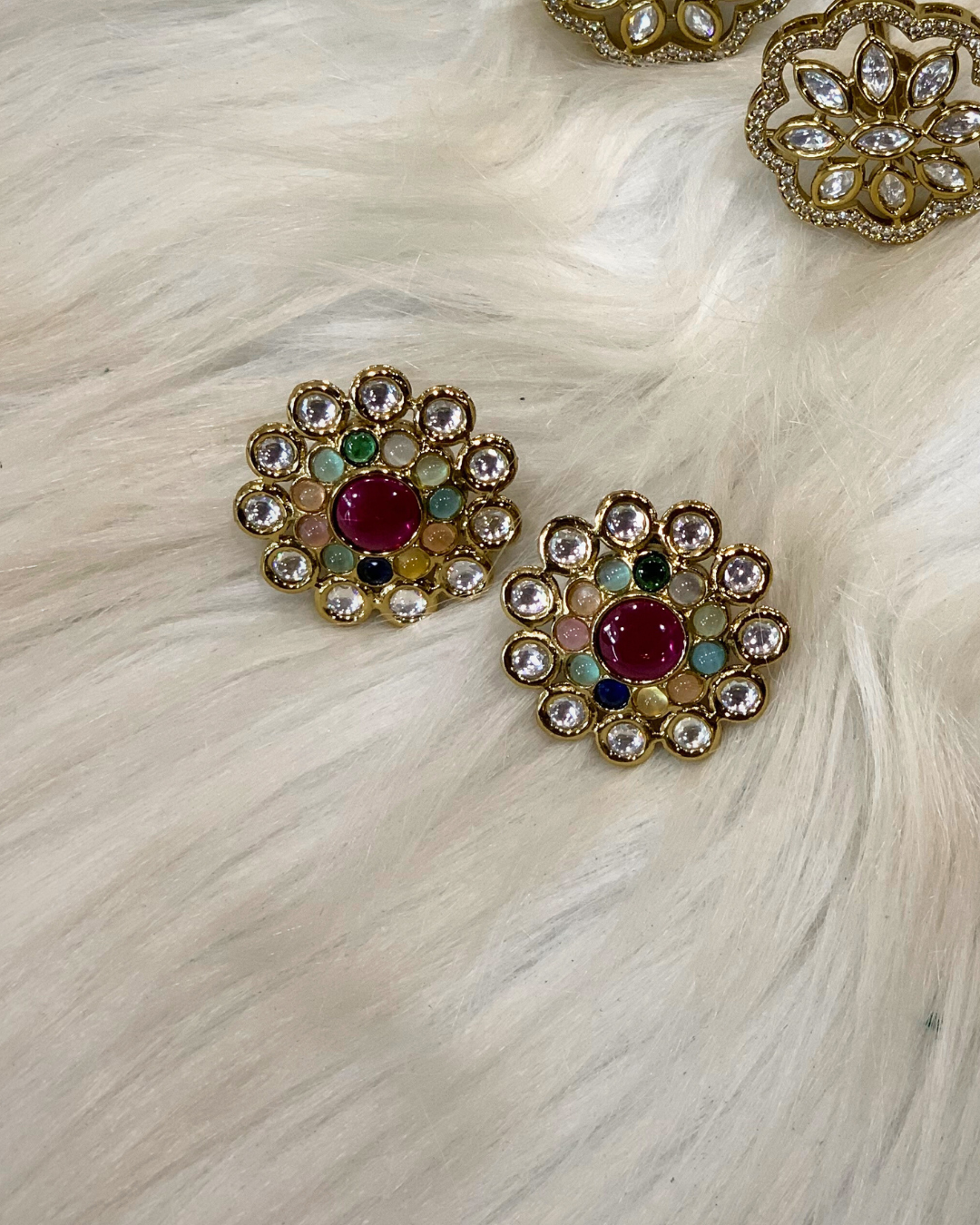 Multicolored Kundan Studs