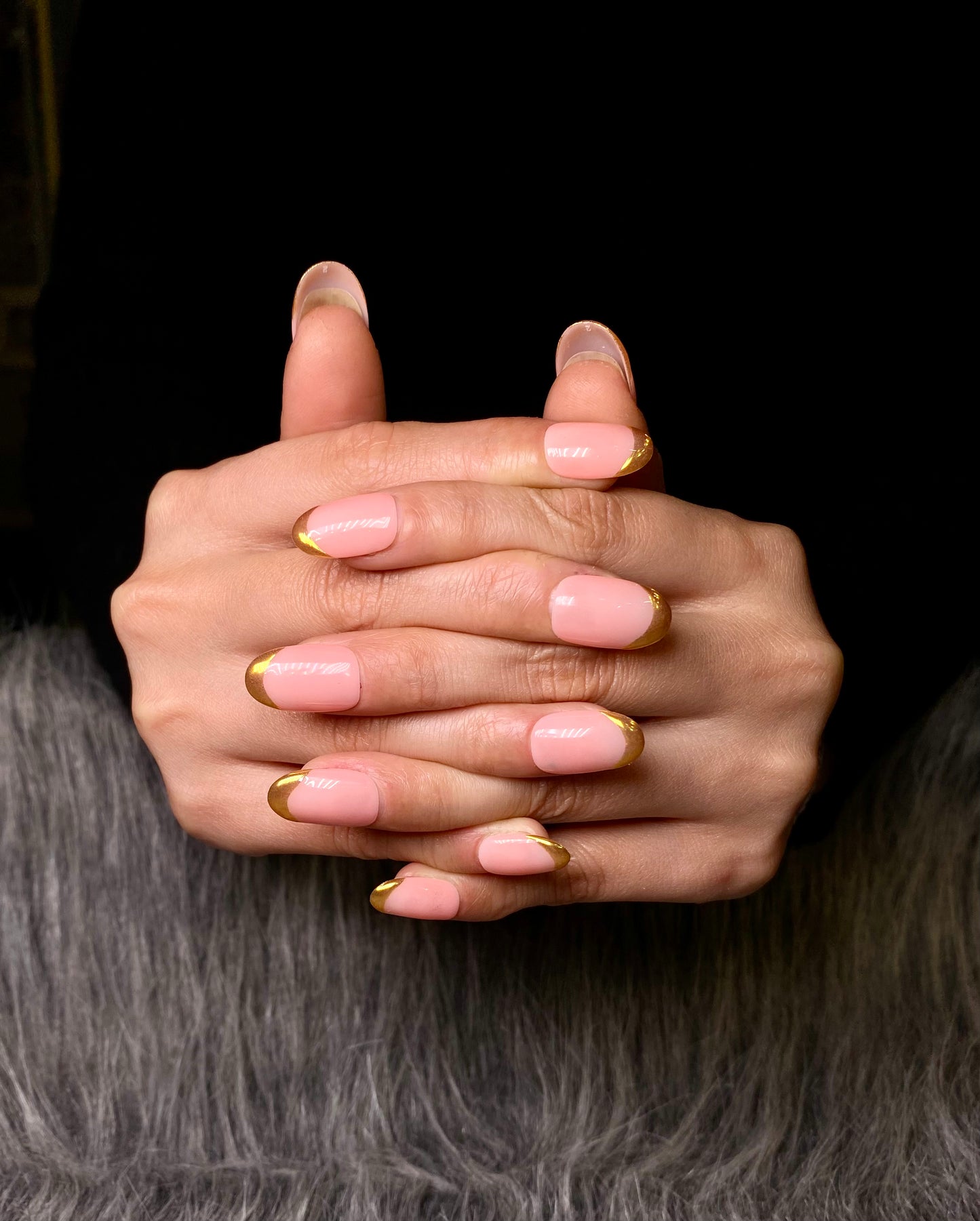 Gold french chrome nails