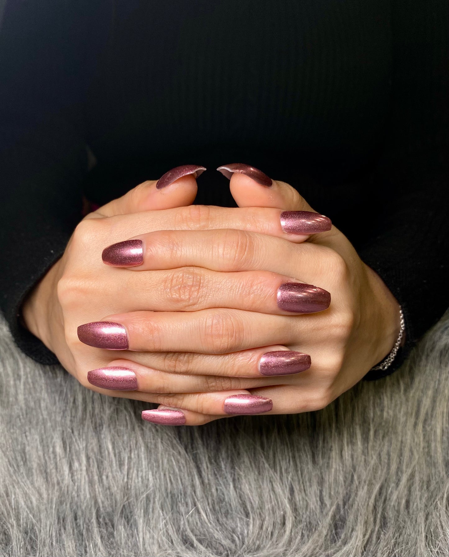 Pink chrome nails