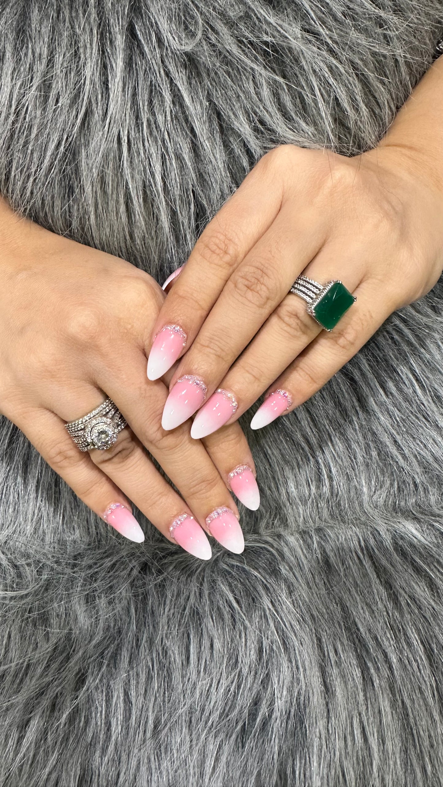 Ombré nails with stones