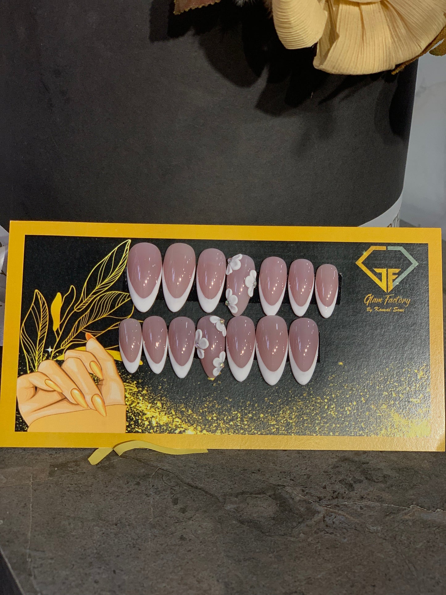 Floral 3D With French - Almond