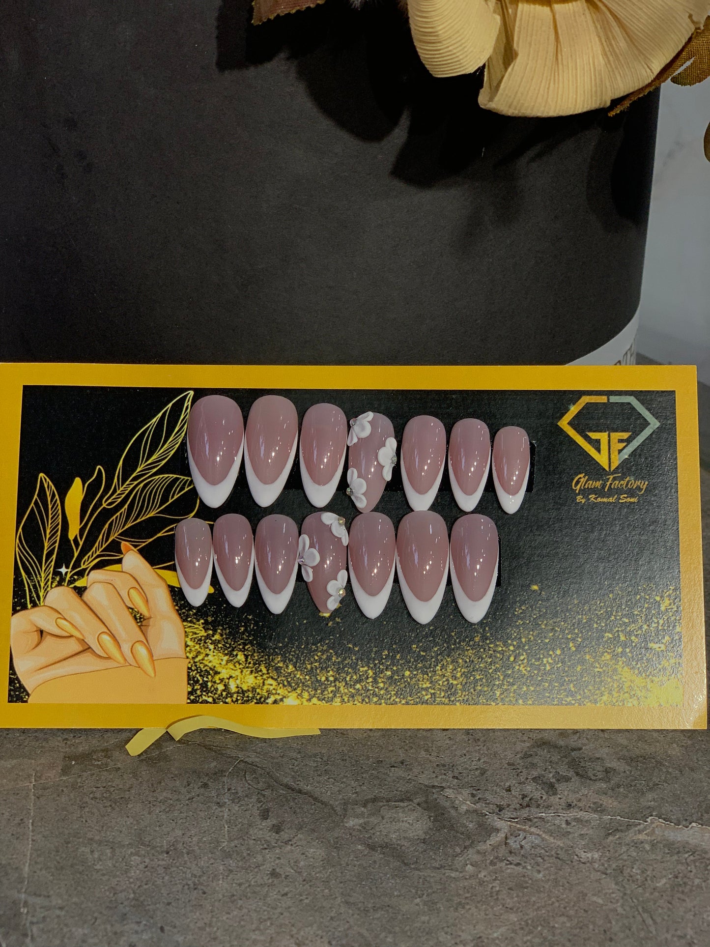 Floral 3D With French - Almond