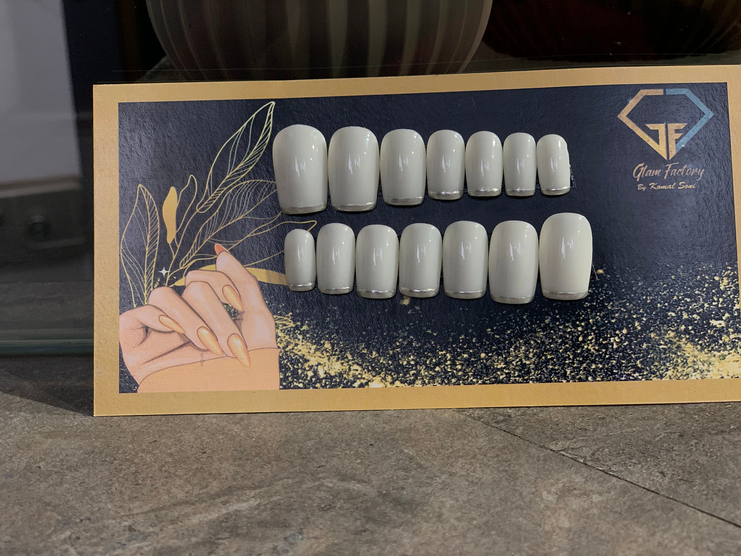 Milky Glow With Chrome French - Medium Square