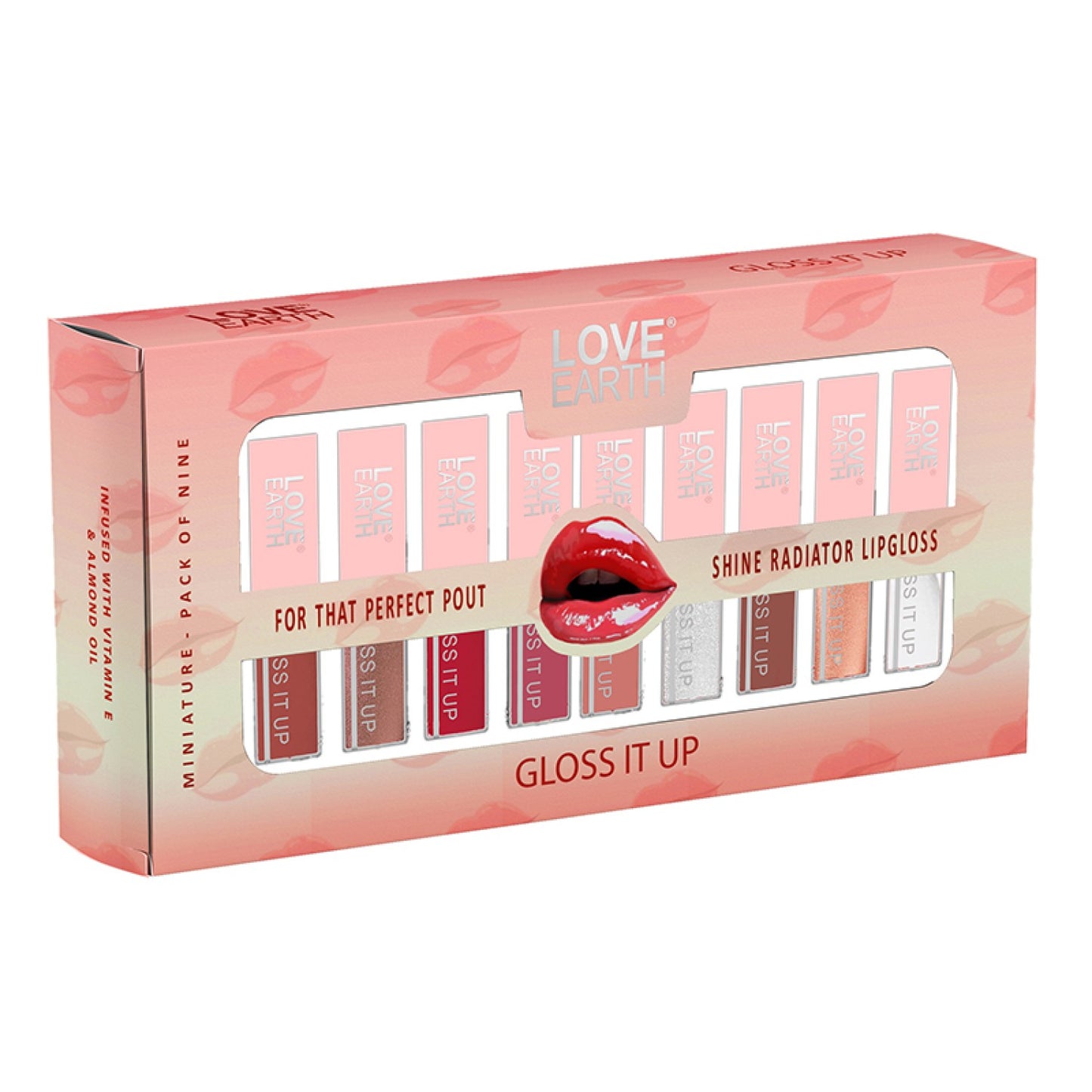 LOVE EARTH LIP GLOSS - PACK OF 9 , 2ML EACH
