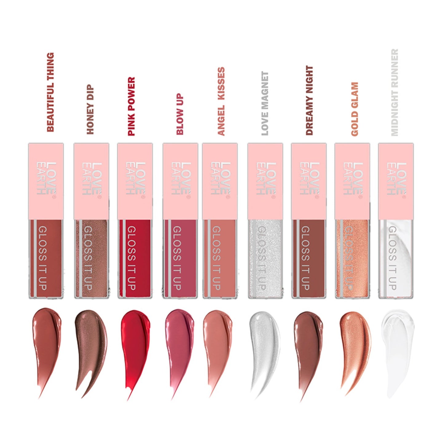 LOVE EARTH LIP GLOSS - PACK OF 9 , 2ML EACH
