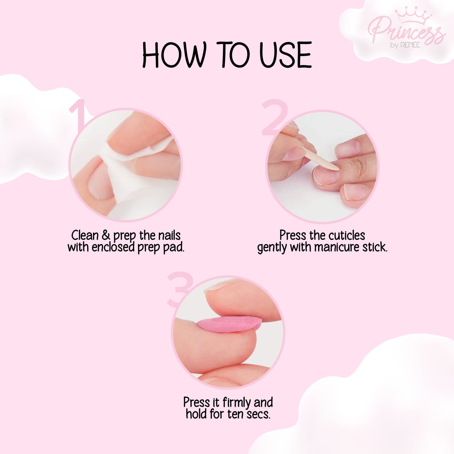 RENEE Princess Stick On Nails Pink Marble