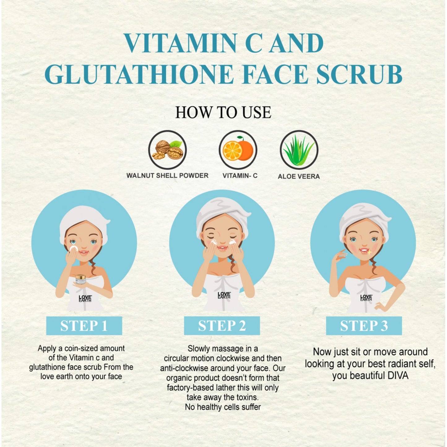 Love Earth Vitamin C & Glutathione Cream Scrub - 50gm