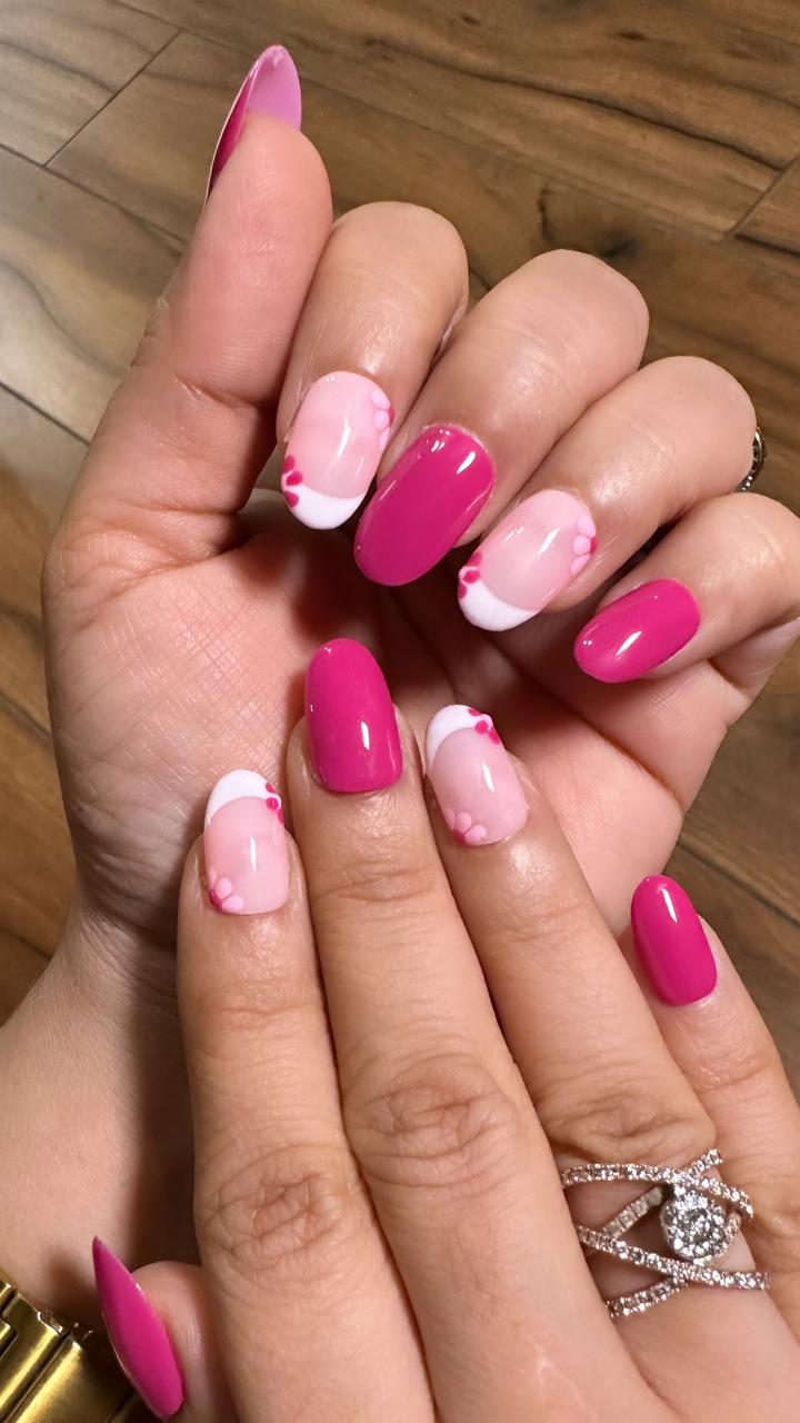 Floral Pink French - Oval