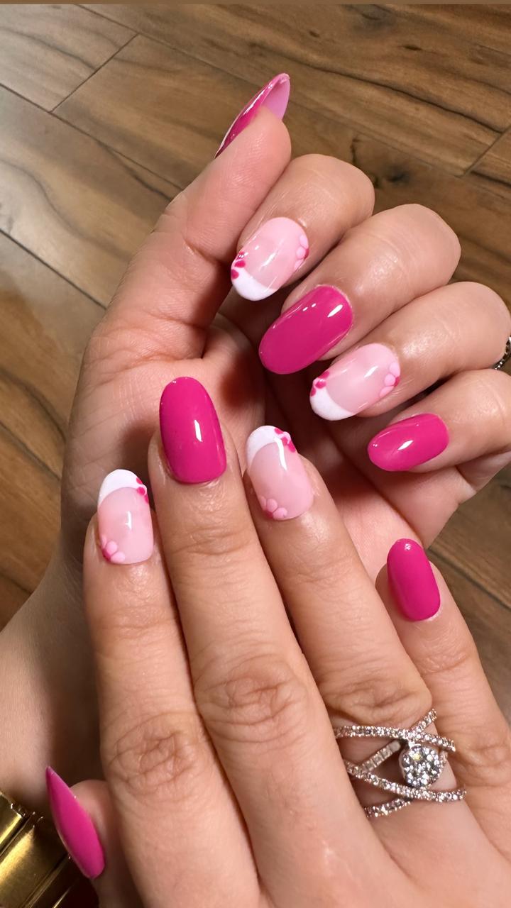Floral Pink French - Oval