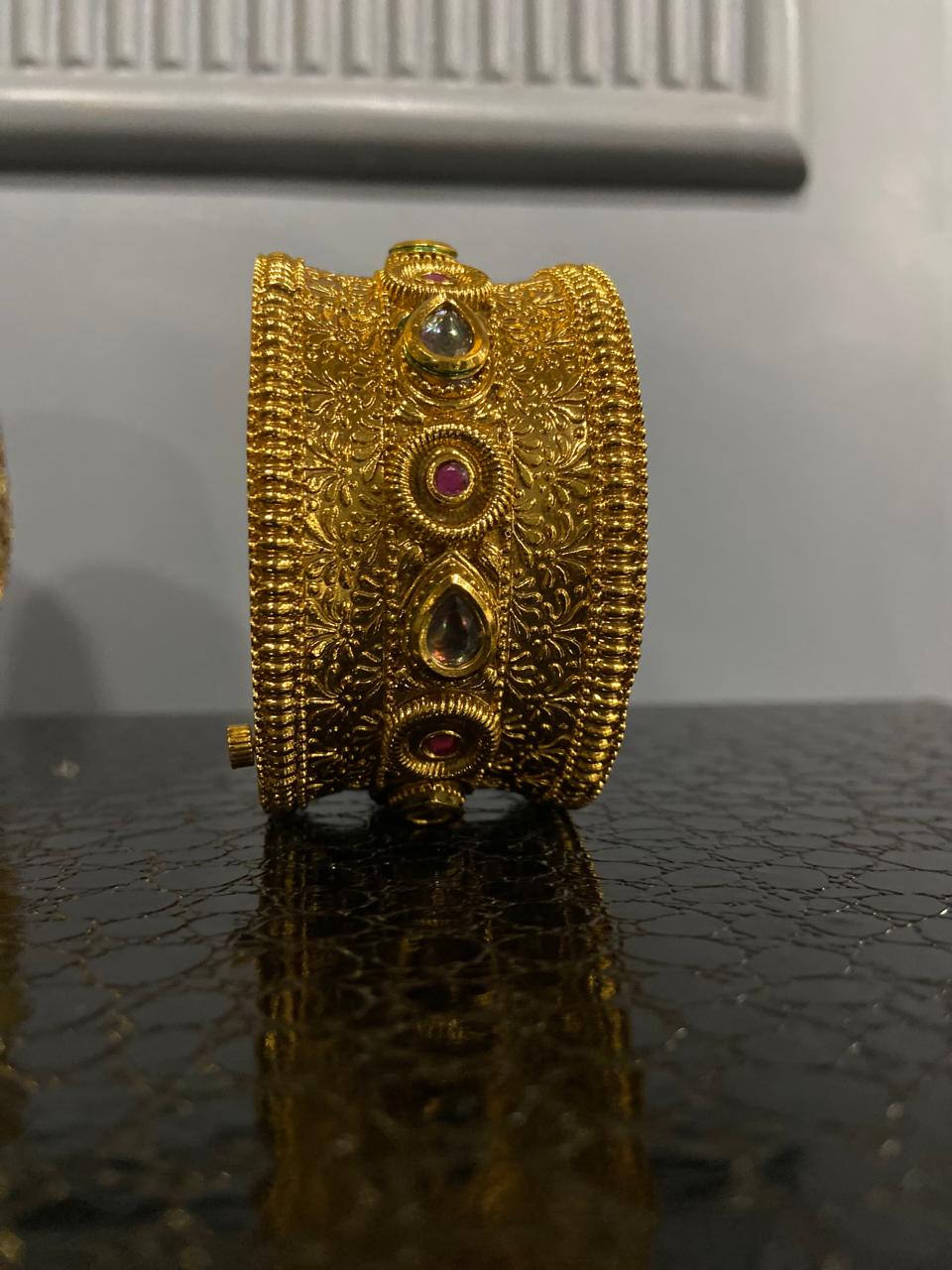 Nawab's Ruby-Emerald Kundan Kada Openable