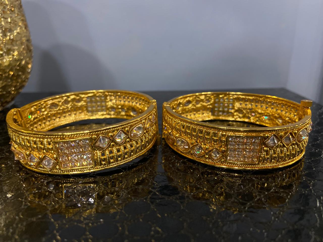 Nawab's Ruby-Emerald Kundan Kada Openable