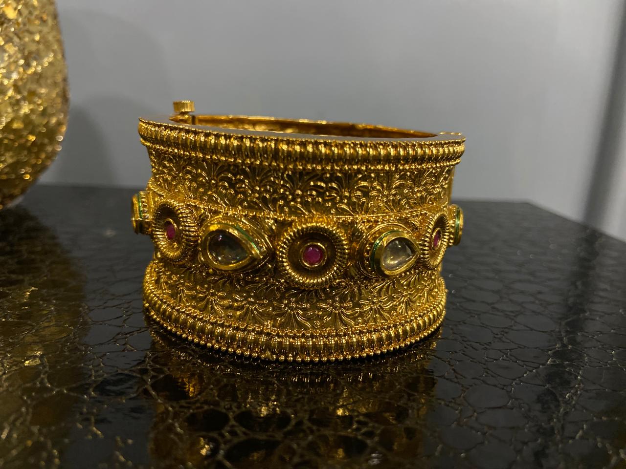 Nawab's Ruby-Emerald Kundan Kada Openable