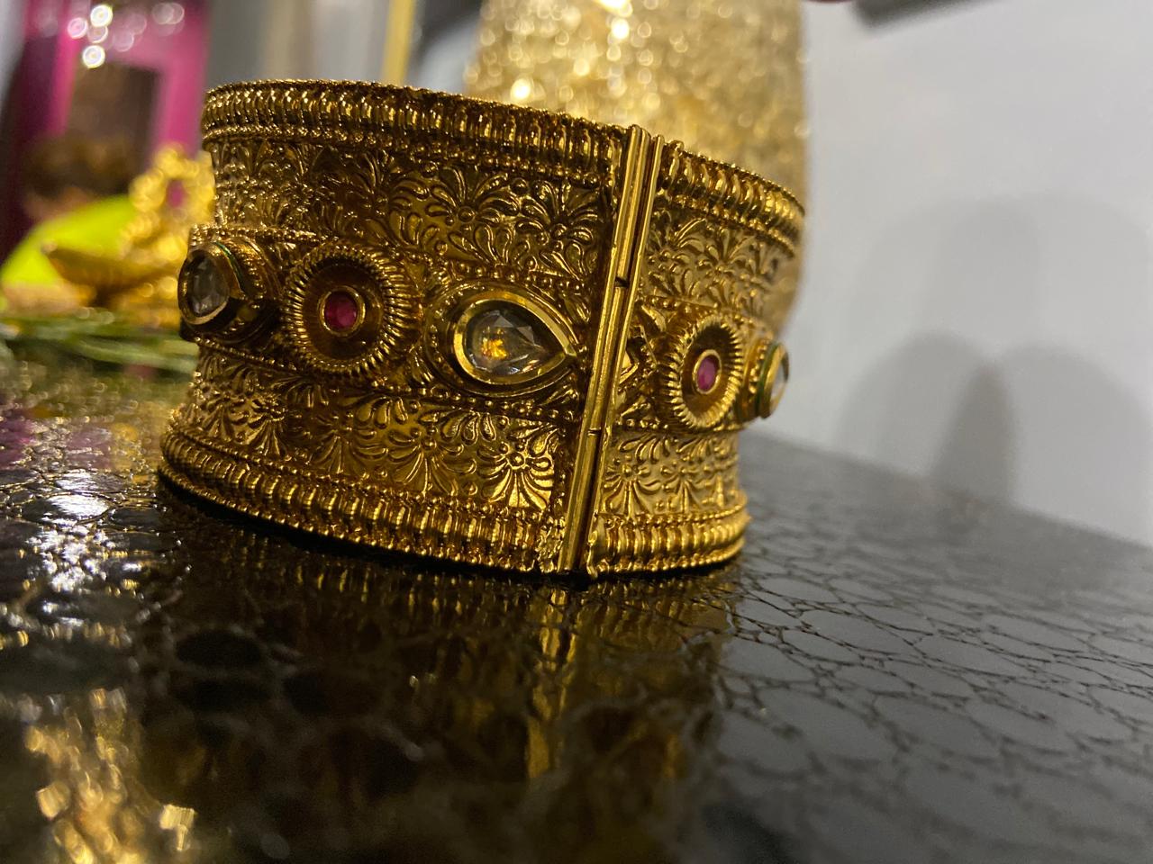 Nawab's Ruby-Emerald Kundan Kada Openable