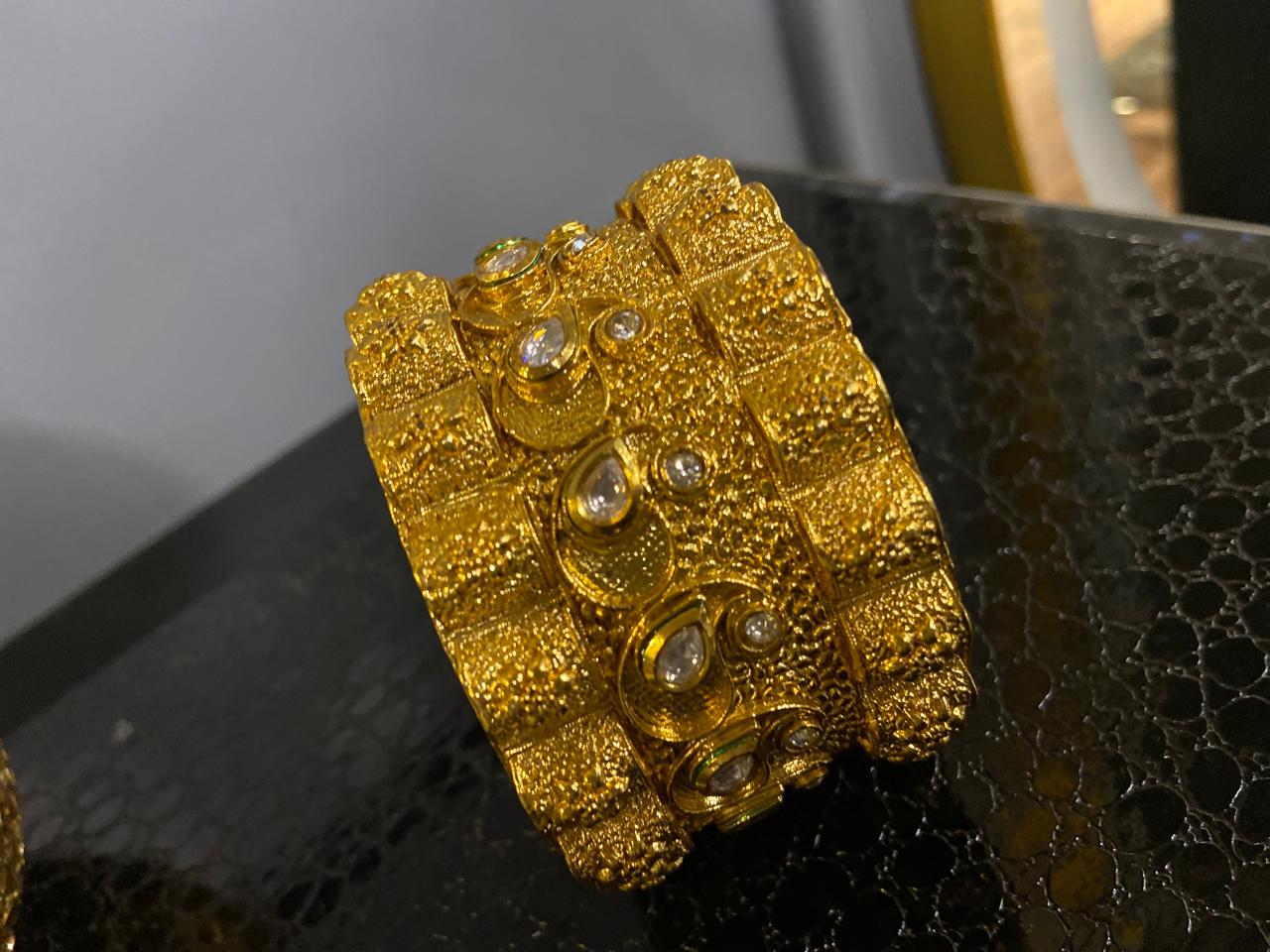 Golden Aura Kundan Kada Openable