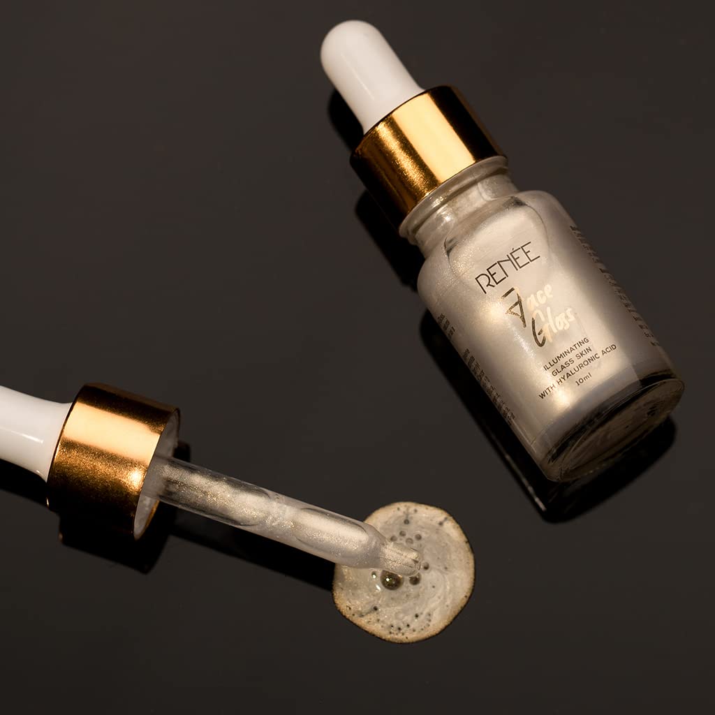 RENEE Face Gloss Serum with Hyaluronic Acid, Nourishes And Brightens Skin, Lightweight, Non Greasy, Gold 10ml