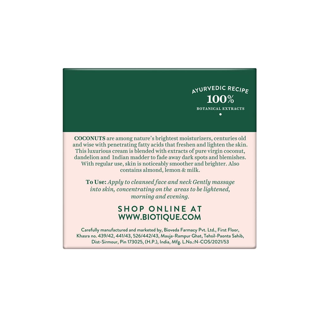 Biotique Coconut Brightening Instant Glow Cream 50gm
