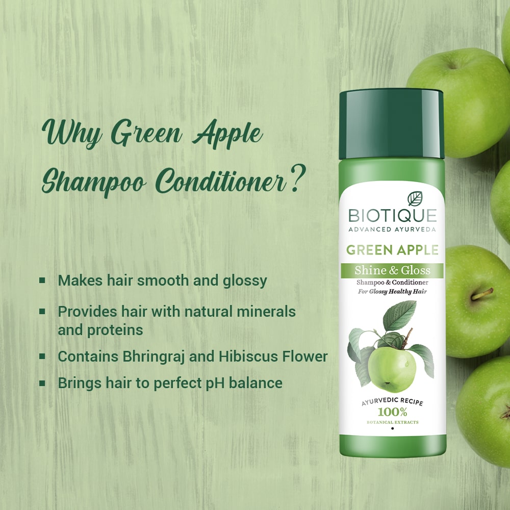 Biotique Green Apple Shine & Gloss Shampoo & Conditioner 190ml