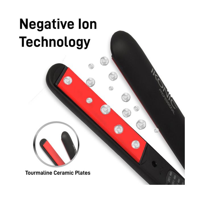 Ikonic S3+ Ceramic Hair Straightener - Black & Red