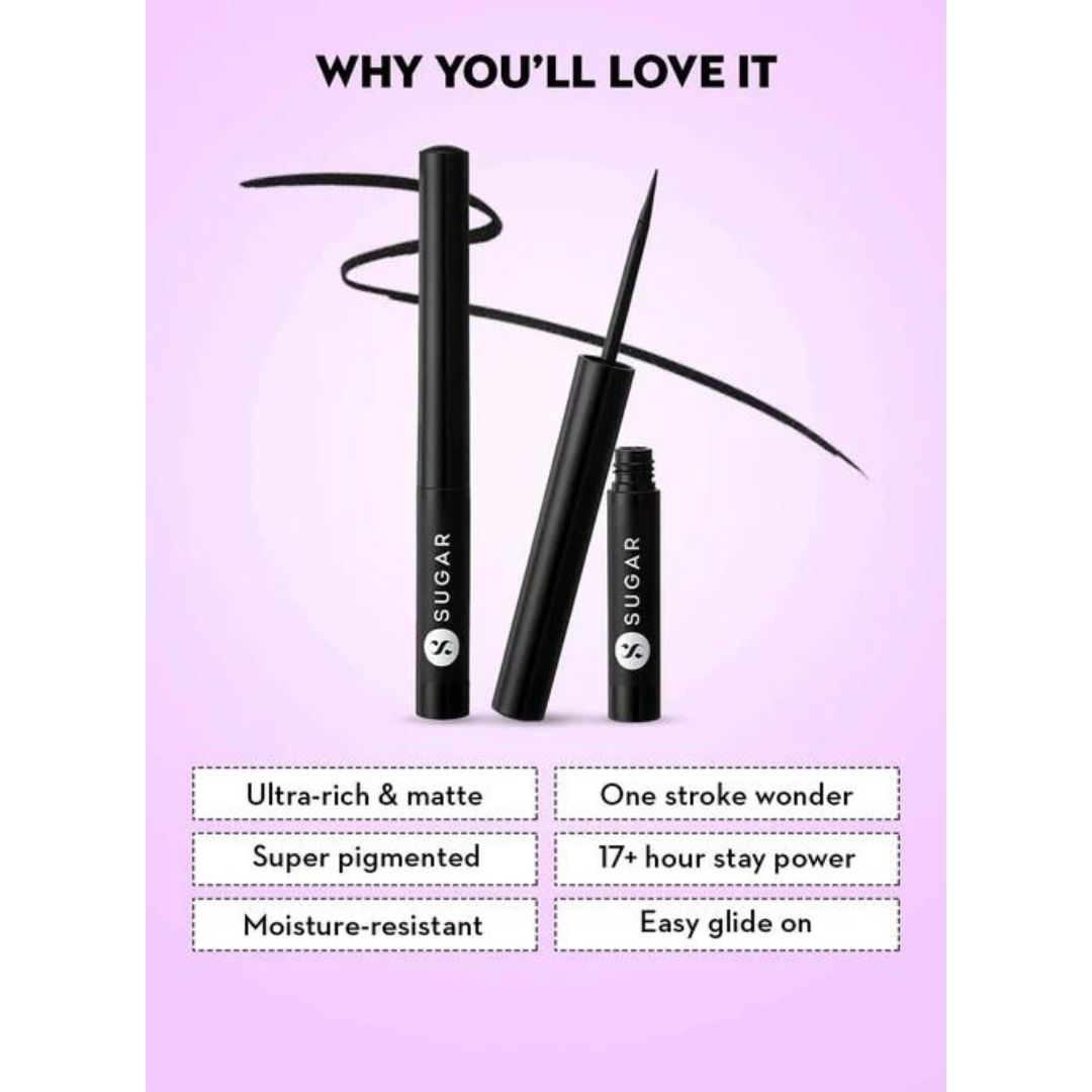 Sugar Eye Warned You So! Double Matte Eyeliner - 01 Black Swan (Black)