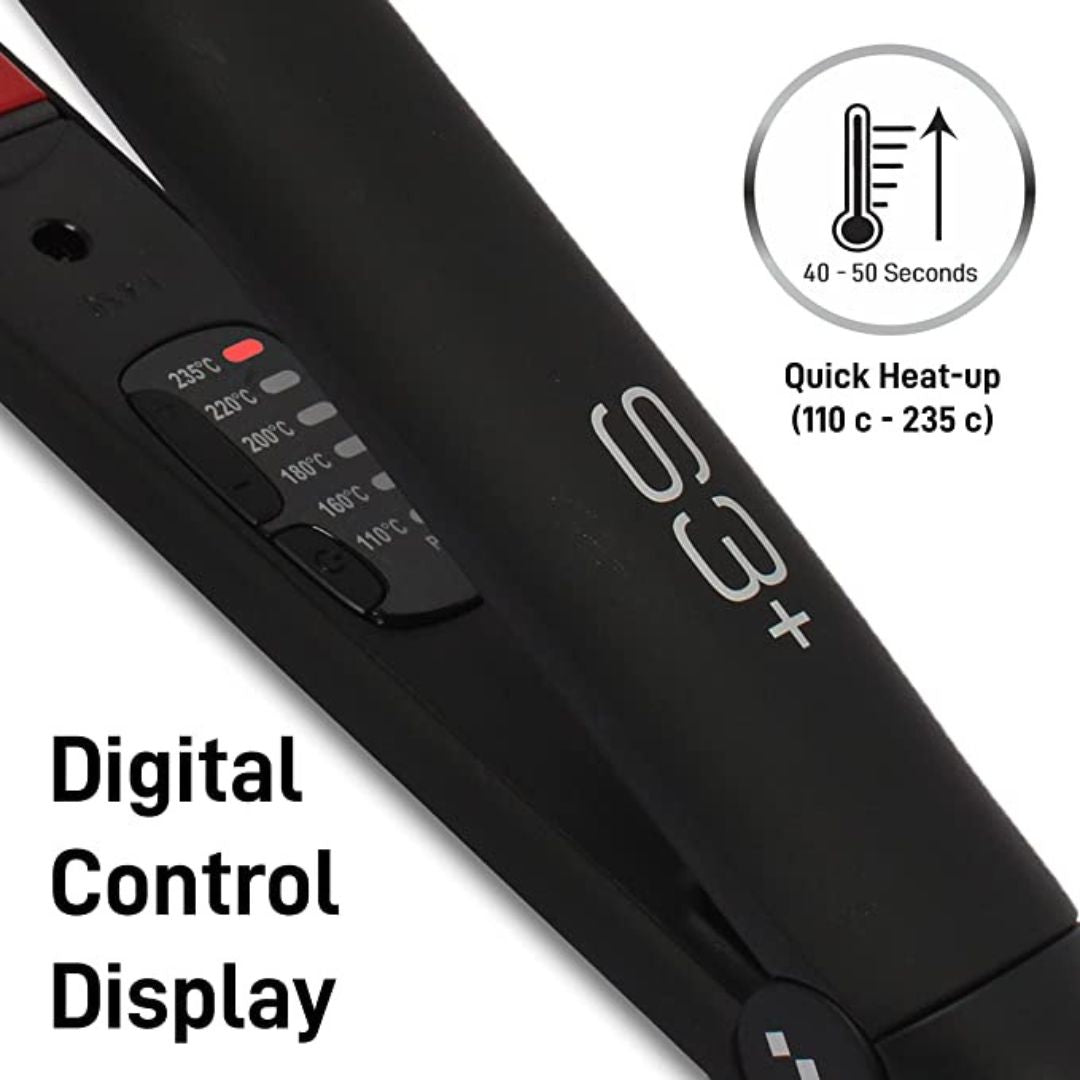 IKONIC S3+ Ceramic Hair Straightener (Black & Red)